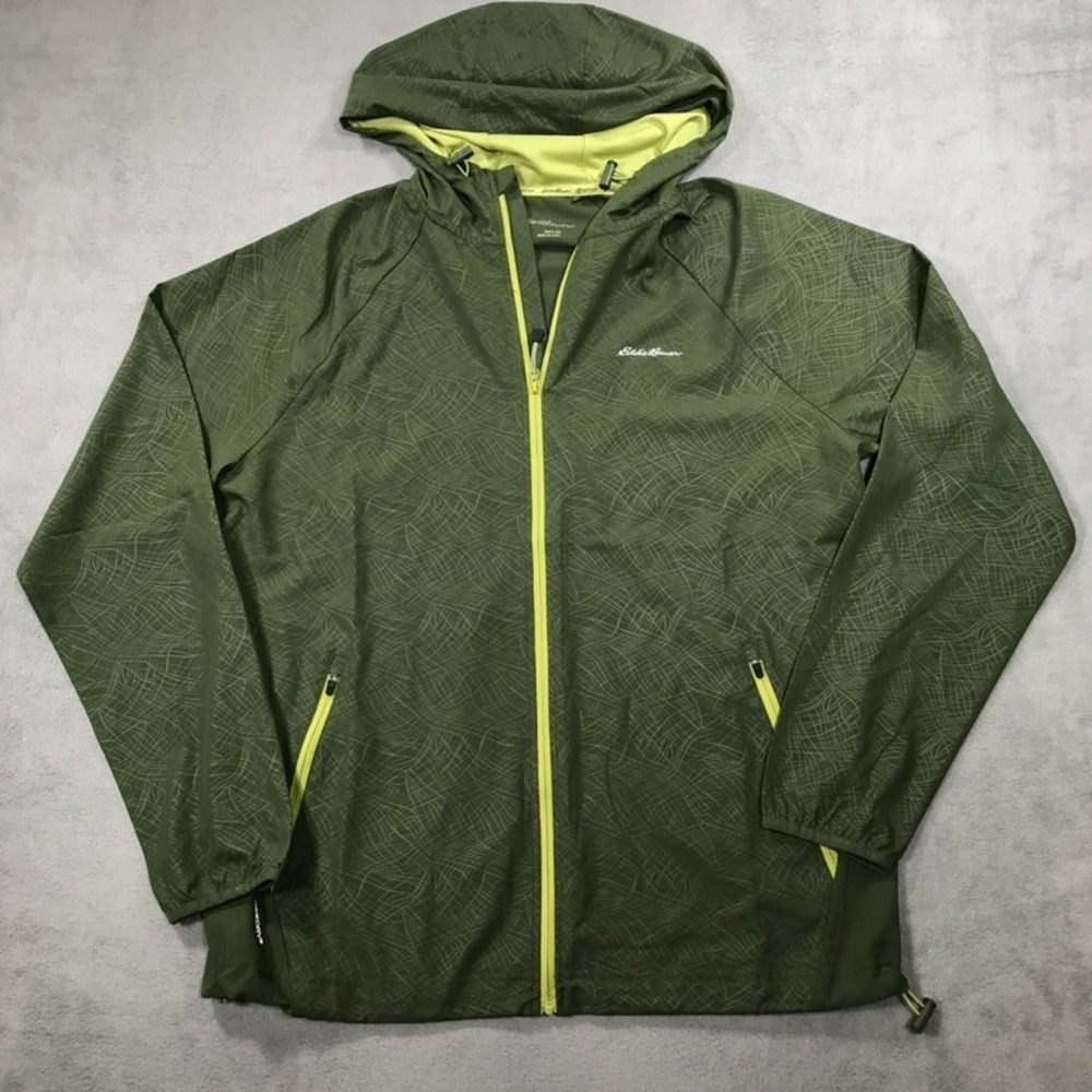 Eddie Bauer FreeDry Jacket Mens Medium Green Performance Stretch Full Zip Motion